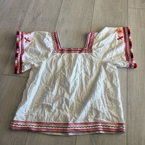 MADEWELL Embroidered Sandblossom Top Size Small, White Wash - Picture 2 of 9